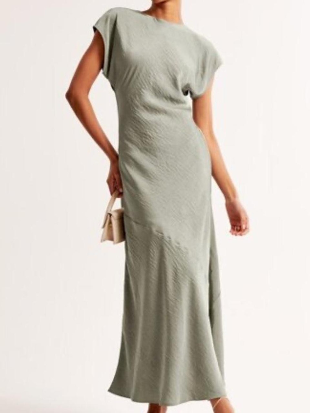 Abercrombie & Fitch Sage Green Cap-Sleeve Maxi Dress